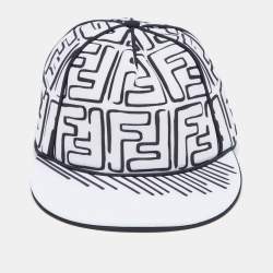 Pre Owned Fendi x Joshua Vides White Neoprene FF Motif Baseball Cap