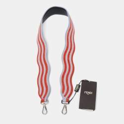 Pre Owned Fendi Lilac/Orange Leather Wave Stripe Strap You Shoulder Bag Strap