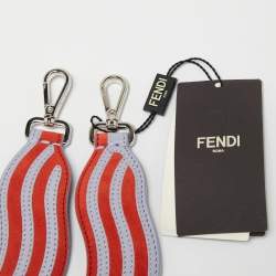 Pre Owned Fendi Lilac/Orange Leather Wave Stripe Strap You Shoulder Bag Strap