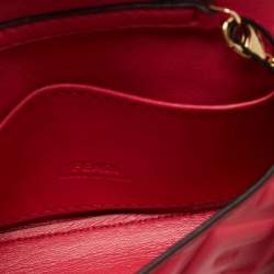 Pre Owned Fendi Pink Zucca Embossed Leather Nano Baguette Charm