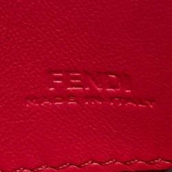 Pre Owned Fendi Pink Zucca Embossed Leather Nano Baguette Charm