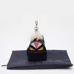Fendi Multicolor Leather, Fur and Nylon Micro Monster Backpack Bag Charm
