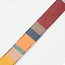 Pre Owned Fendi Multicolor Stripe Printed Leather Monster Bag Strap