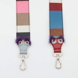 Pre Owned Fendi Multicolor Stripe Printed Leather Monster Bag Strap