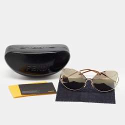 Pre Owned Fendi Pale Gold/Grey FS5178 Oversized Butterfly Sunglasses
