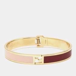 Fendi Fendista Two Tone Enamel Gold Tone Bracelet S