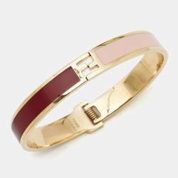 Fendi Fendista Two Tone Enamel Gold Tone Bracelet S