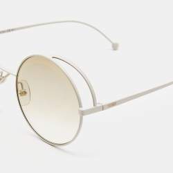 Fendi White/Beige FF Gradient Round Sunglasses