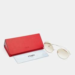Fendi White/Beige FF Gradient Round Sunglasses