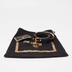 Fendi x Versace Black Leather Logo Letters Buckle Belt 90CM