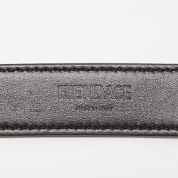 Fendi x Versace Black Leather Logo Letters Buckle Belt 90CM