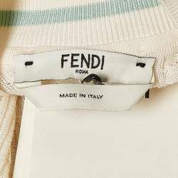 Pre Owned Fendi Milk White Cable Knit High Neck Pullover S