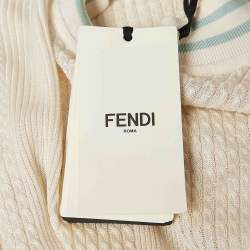 Pre Owned Fendi Milk White Cable Knit High Neck Pullover S