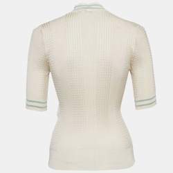 Pre Owned Fendi Milk White Cable Knit High Neck Pullover S