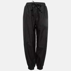 Fendi Black Monogram Printed Synthetic Elasticated Legs Trousers S