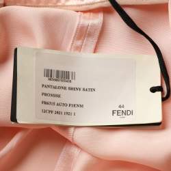Pre Owned Fendi Beige Satin Belted Wide Leg Trousers M