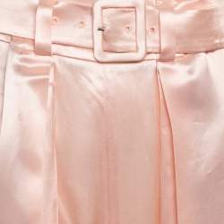 Pre Owned Fendi Beige Satin Belted Wide Leg Trousers M