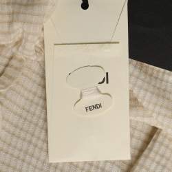 Fendi Cream Knit Ruffled Detail Midi Skirt L