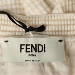 Fendi Cream Knit Ruffled Detail Midi Skirt L