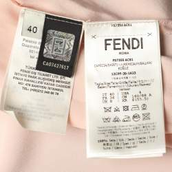 Pre Owned Fendi Beige Silk Satin Button Front Top S