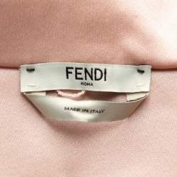 Pre Owned Fendi Beige Silk Satin Button Front Top S