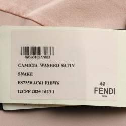 Pre Owned Fendi Beige Silk Satin Button Front Top S