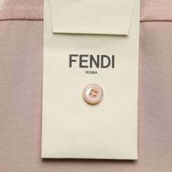Pre Owned Fendi Beige Silk Satin Button Front Top S