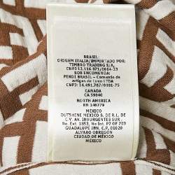 Fendi Brown and White Zucca Logo Print Rib Knit T-Shirt M