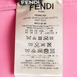 Pre Owned Fendi Black Nappa Bugs Eyes Embroidered Fox Fur and Leather Jacket M