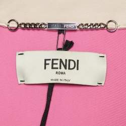 Pre Owned Fendi Black Nappa Bugs Eyes Embroidered Fox Fur and Leather Jacket M