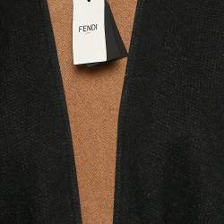 Fendi Brown Cashmere and Virgin Wool Fringed Poncho ONE SIZE