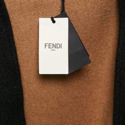 Fendi Brown Cashmere and Virgin Wool Fringed Poncho ONE SIZE