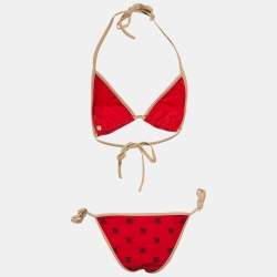 Fendi Red FF Embroidered Jersey Bikini Set S 
