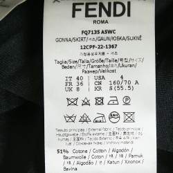 Pre Owned Fendi Black Zucca Waistband Jersey Plisse Midi Skirt S