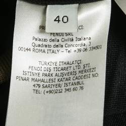 Pre Owned Fendi Black Zucca Waistband Jersey Plisse Midi Skirt S