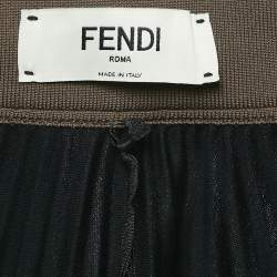 Pre Owned Fendi Black Zucca Waistband Jersey Plisse Midi Skirt S