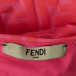 Fendi Neon Pink Zucca Print Jersey Cut-Out Swimsuit M