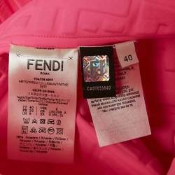 Pre Owned Fendi Pink FF 3D Embossed Lycra Cut Out Mini Dress S