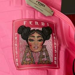 Pre Owned Fendi Pink FF 3D Embossed Lycra Cut Out Mini Dress S