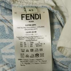 مملوكة مسبقًا Fendi Blue Baguette Denim Wide-Leg Belted Jeans M Waist 29"