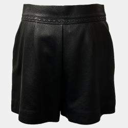 Fendi Black Leather Selleria Stitching Shorts