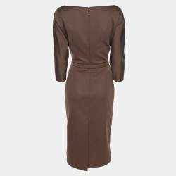 مملوكة مسبقًا Fendi Taupe Jersey Long Sleeve Midi Dress M