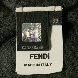 Fendi Grey Fur Trim Cashmere and Wool Knit Top and Pants Set S 