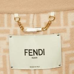 Fendi Beige Wool Long Coat With Scarf S