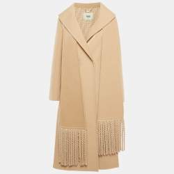 Fendi Beige Wool Long Coat With Scarf S