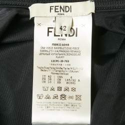 Pre Owned Fendi Brown Zucca Monogram Technical Reversible Swimsuit M