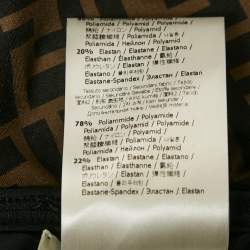 Pre Owned Fendi Brown Zucca Monogram Technical Reversible Swimsuit M