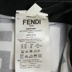 Pre Owned Fendi Black Logo Print Crepe Leggings XS
