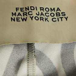 Pre Owned Fendi Black Logo Print Crepe Leggings XS