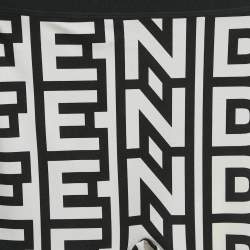 Pre Owned Fendi Black Logo Print Crepe Leggings XS